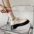 Women's Korean-Style Low-Cut Muffin Platform Lace up Mary Jane Shoes Retro British College Style Big Head Shoes Leather Shoes. 