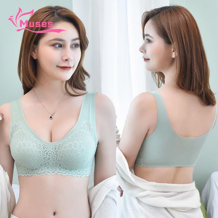 Muses Mall Girls Bra Wide Shoulder Straps Seamless Stretchy Women Vest Bra