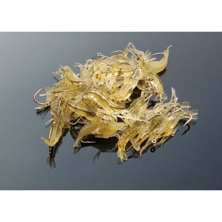 50 Esche Soft Plastic Da Pesca A Forma Di Gamberetto 4cm 1.5g Color Giallo Fosforescente