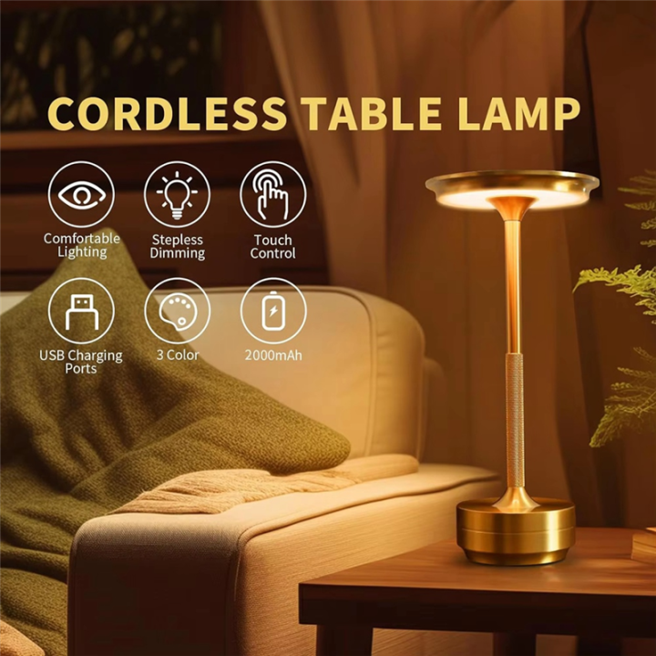 Wireless LED Table Lamp Restaurant Bar Lamp Dimming Atmosphere Portable ...