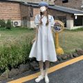 Summer New Sweet Retro Japanese Style Doll Collar Dress Female Students Korean Style Mid-Length All-MatchingaWord Dress. 