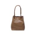 Qiu Zhen Genuine Leather Bucket Bag for Women, Crossbody Commuter Large Capacity Tote Bag, Niche Vegetable Tanned Top Layer Cowhide Bag. 