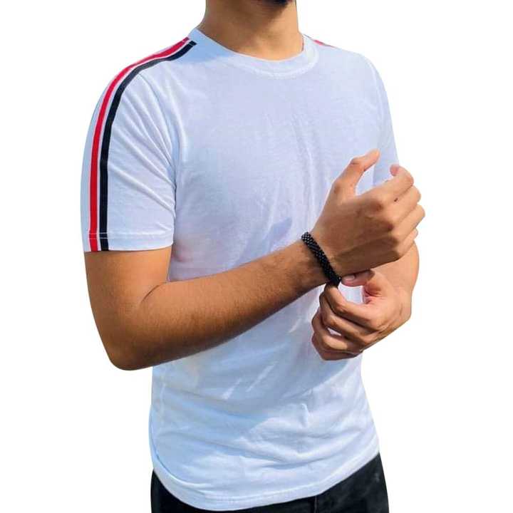White Short Sleeve Men's T Shirt New Style Material 160GSM