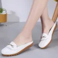 【ZOSR】Fashion Casual Flats Shoes For Women Slides New Summer Breathable Comfortable Soft Leather Ladies Slippers Office Party Mules Women Half Shoes. 