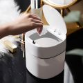 Mini Trash Can Desktop Waste Bin with -Open Lid Small Table Top Bin Graceful Round Corner Paper Bin for Home B. 