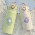 IKUNM 【Ships Within 24 Hours】350/500ML Mini Insulation Cup Cartoon Flower Thermos Bottle With Straw Double 304 Stainless Steel Vacuum Thermos Cup Portable Hot Water Bottle Keep Cold And Hot 24 Hours Thermos Bottle. 