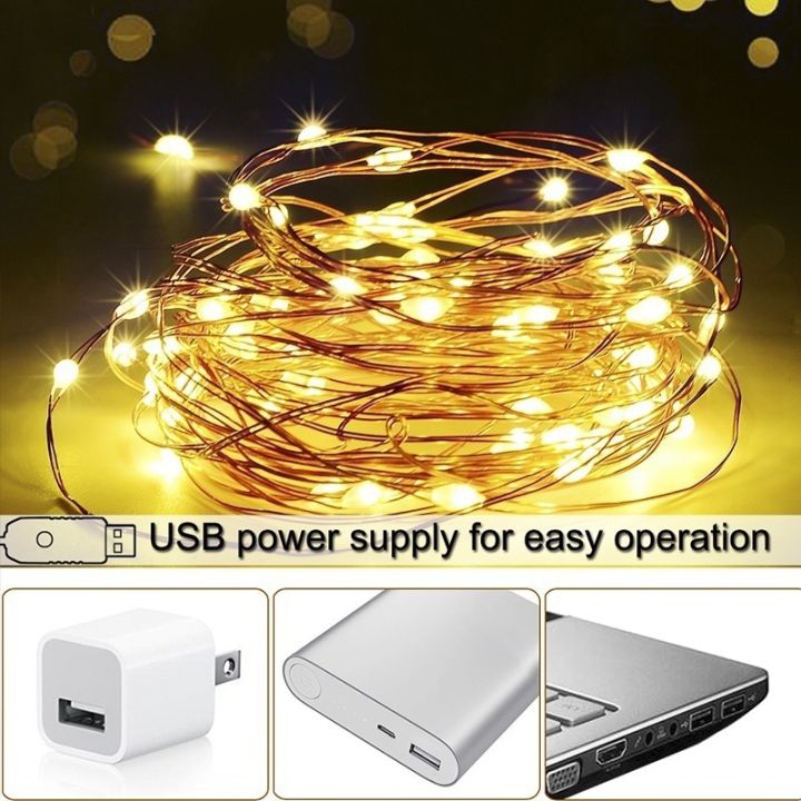 5/10M 50/100Lights Multifunctional USB LED String Copper Lights Wire Fairy Garland Light Lamp Home Wedding Party Holiday Lighting