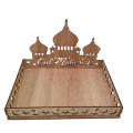 Eco friendly Eid Mubarak Tray Lightweight 22.5*15cm Food Holder Ramadan Tray Wooden Wooden Tray for Ramadan Kareem Celebration Eid Al Adha Festivities Party Servingware Gatherings. 