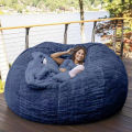 Home Sponge Bed Bean Bag Chair Cover Slipcover Double Bedroom Balcony Large Couch Round Soft Fluffy Cover No Fillings Only Cover. 