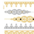 Waterproof Bracelet Pattern Golden Metallic Transfer Tattoo Sticker for Body Art. 