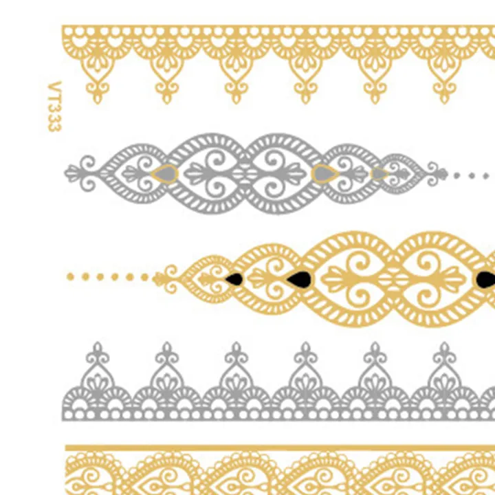 Waterproof%20Bracelet%20Pattern%20Golden%20Metallic%20Transfer%20Tattoo%20Sticker%20for%20Body%20Art%20-%20Image%208