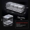 Acrylic Seasoning Box Set, 4 Piece Clear Seasoning Rack Spice Pots, Premium Quality Storage Container Condiment Jars for Spice Salt Sugar Cruet Kitchen Organization Containers with Cover and Spoon. 