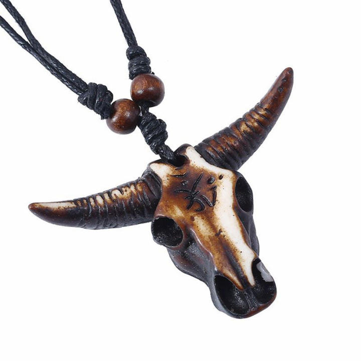 Intricate%20design%20Bull%20skull%20pendant%20necklace%20Unique%20Adjustable%20size%20Handcrafted%20Leather%20jewelry%20%20leather%20Ethnic%20pendant%20for%20Casual%20wear%20Hipster%20fashion%20Festival%20accessory%20Gift%20for%20men%20Western-themed%20-%20Image%202