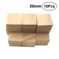 10pcs 30mm Natural Pine Blocks Wooden Material Square Shaped Pine Wood DIY Craft Blocks For Toddlers Art Crafts. 