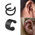 【ZIME】New Popular 1 piece Stainless Steel Painless Ear Clip Earrings For Men/Women Punk Black Non PiercingEarrings Jewelry Gifts. 