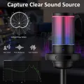 BOMGE PC Gaming Microphone, Condenser Microphone with Quick Mute, RGB Light, Pop Filter, Shock Mount, Gain Knob and Monitor Jack for Recording, Streaming, Podcasting, YouTube. 