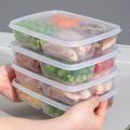 Kitchen Storage Box 4 Grids Design PP Soft Cover Refrigerator Fish Meat Storage Case Fridge Protect Vegetables Container Organizer 1Pcs. 
