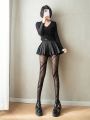 black spice fashion stockings jacquard diamond black dress ladies irregular cross linear leggings ladies leggings. 