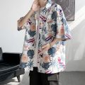 Hong Kong Style Summer Shirt for Men 2024 Trendy New Handsome Short Sleeve Thin Japanese Sanya Travel Style Coat Shirt. 