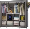 4 Door Storage Wardrobe Foldable and Movable Cloth/Fabric Wardrobe with Zip Up Collapsible Cupboard. 