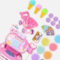 31Pcs Children Pretend & Play Toys Simulation Supermarket Cash Register Toys with Shopping Trolley - Pink Rabbit. 
