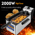 Migeet Stainless-Steel Electric Deep Fryer with Timer and Temperature Knobs, Fried Chicken Burger Fries Temperature Control Large Capacity Stainless Steel. 