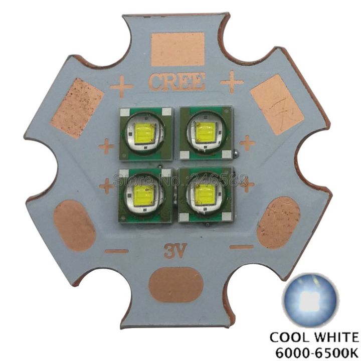 【GlobalTrendz】2x  10W 3V/ 6V / 12V Cree XPE XP-E 4 Chips 4 LED Car Light Emitter instead of XML Red Green Blue Yellow LED with 20mm Cooper PCB