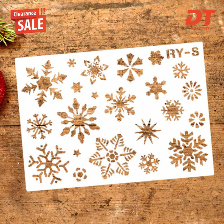 DT(Clearance price) Christmas Hollow Snowflake Shape DIY Stencil Wall Painting Scrapbook Template