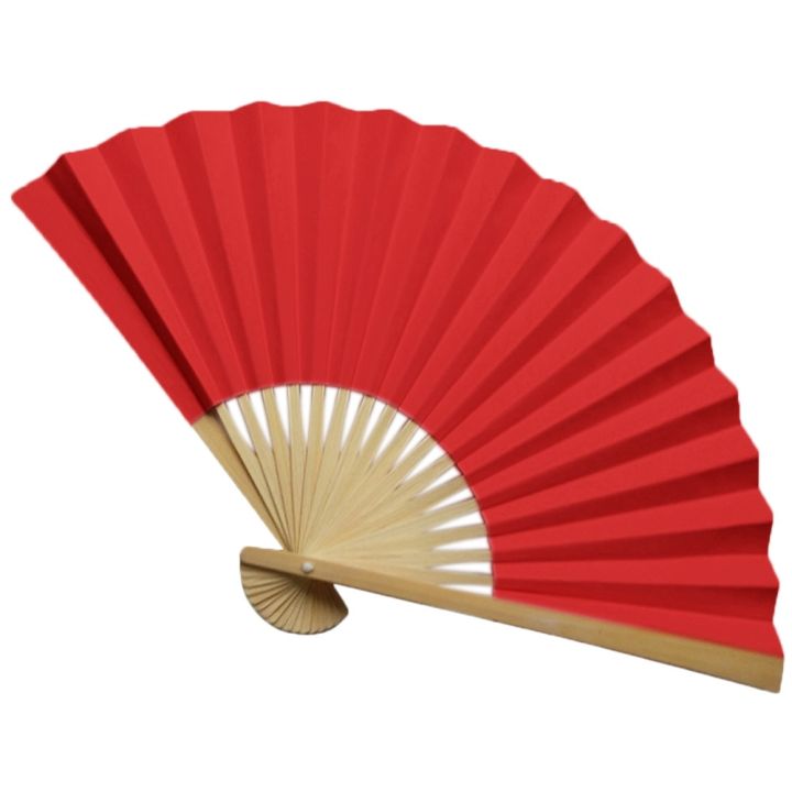 Chinese Style Hand Held Fan Bamboo Paper Folding Fan Dance Wedding Party Decor Folding Hand Held Solid Color Fan Gifts #4
