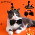 Party Pet Hat Adorable Pet Hat Adjustable Pumpkin Velvet Bow Tie Collar Sequin Headdress for Cat Puppy Photography Dress Up. 