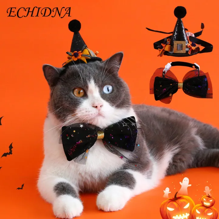 Party Pet Hat Adorable Pet Hat Adjustable Pumpkin Velvet Bow Tie Collar Sequin Headdress for Cat Puppy Photography Dress Up