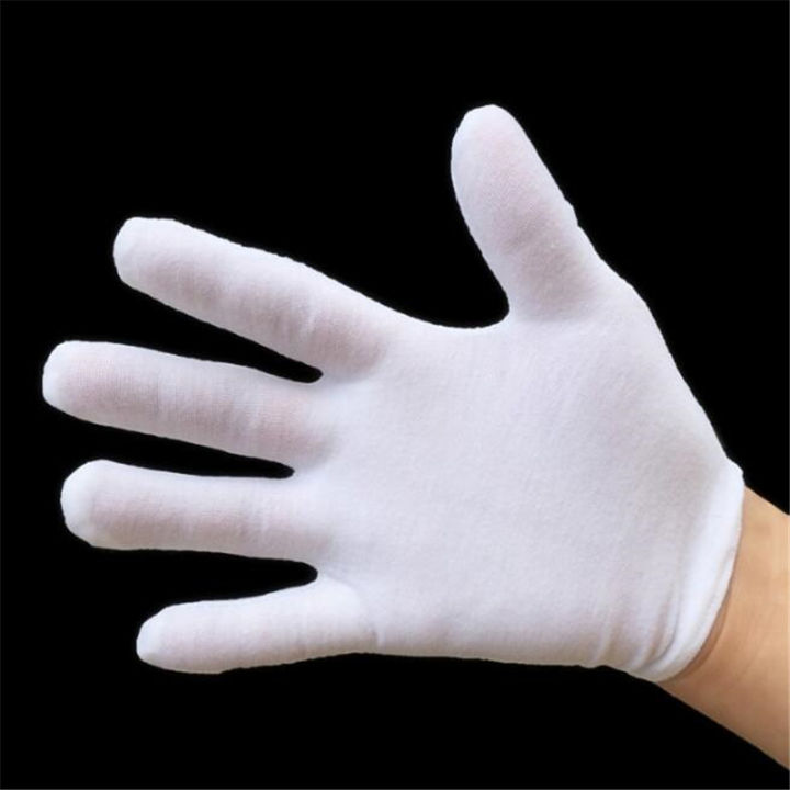 12 Pairs White Labor Insurance Cotton Cloth Thin Etiquette Inspection Gloves