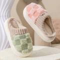 Plaid Cotton slippers Soft Plush Plaid slippers Winter slippers for Home Indoor Couples Winter Men Women. 