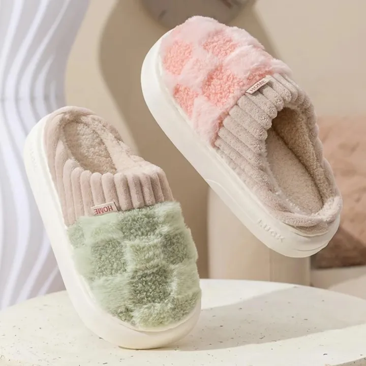 Plaid%20Cotton%20slippers%20Soft%20Plush%20Plaid%20slippers%20Winter%20slippers%20for%20Home%20Indoor%20Couples%20Winter%20Men%20Women%20-%20Image%203