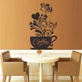 【IKE】Creative Flower Vine Coffee Cup Wall Sticker For Cafe Restaurant Decoration Decals Wallpaper Hand Carved Kitchen Stickers. 