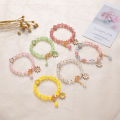 Korean Crystal Bracelet Pink Cute Girly Bracelet Daisy Gelang Tangan Perempuan Bracelet For Women Fashion Accessories Luolong. 