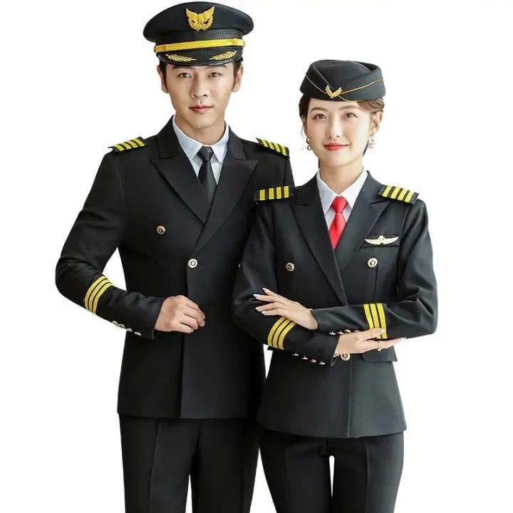 Aviation%20School%20Pilot%20Plane%20Long%20Air%20Less%20Business%20Suit%20Autumn%20and%20Winter%20Male%20and%20Female%20Band%20Overalls%20Stewardess%20Uniform%20-%20Image%203