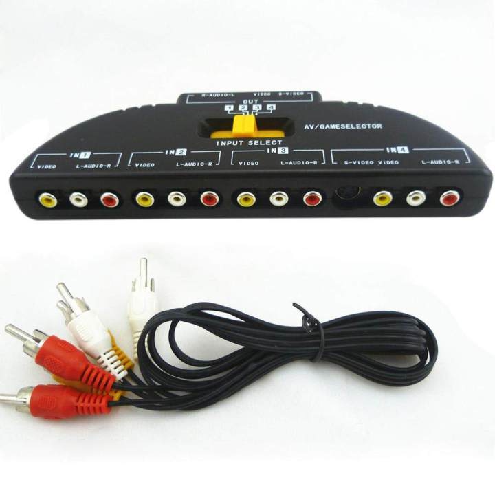 4-Way Audio Video AV RCA Switch Game Selector Box Splitter
