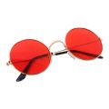 Round Shape Retro Golden-Red UV Protection Sunglasses Shades/Frame For Men & Women (Red Lens). 