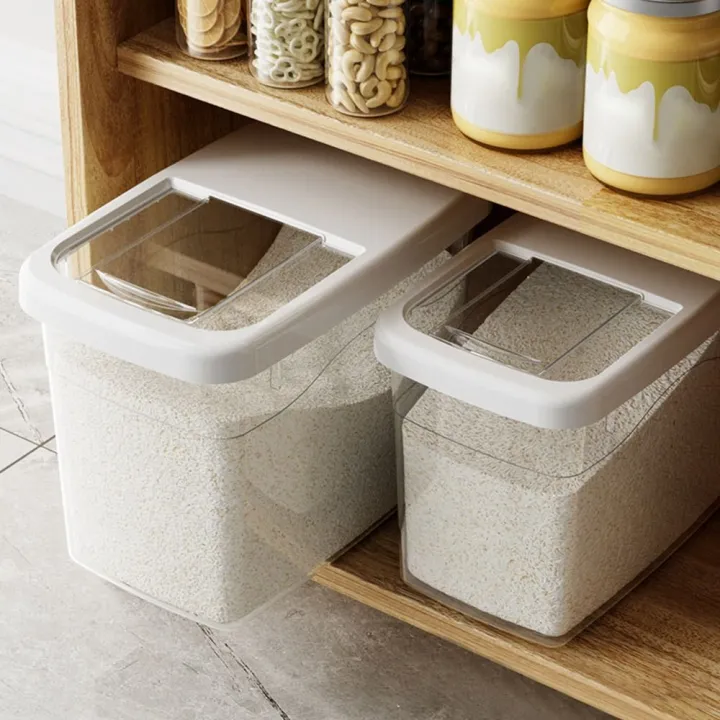Transparent Rice Bucket Fresh-keeping Transparent Rice Bucket Leakproof Large Capacity Rice ...
