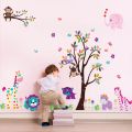 Multi Color Animals Giraffe Animals Theme Wall Art Decal Sticker Decoration for Living Room Nursery Baby Girl Boy Kid Children's Room wall Decoration. 