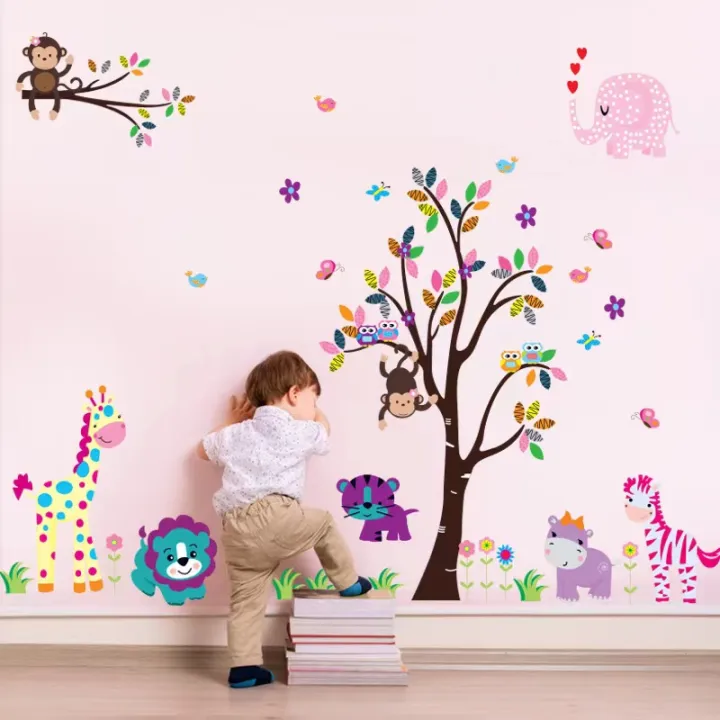 Multi%20Color%20Animals%20Giraffe%20Animals%20Theme%20Wall%20Art%20Decal%20Sticker%20Decoration%20for%20Living%20Room%20Nursery%20Baby%20Girl%20Boy%20Kid%20Children's%20Room%20wall%20Decoration%20-%20Image%203