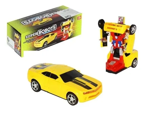 Super ROBOTS Transformer Robot Car Converting To Super Car (Yellow)