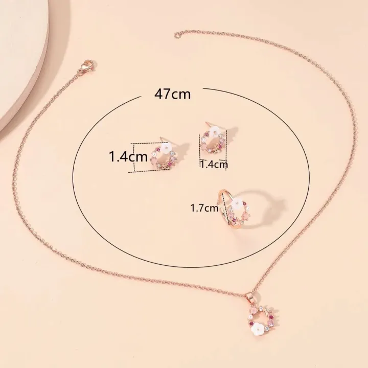 %E3%80%90hot%E3%80%91%204%20Pieces%20Rose%20Gold-Color%20Lady%20Flower%20Fashion%20Accessories%20Zircon%20Simple%20Ornate%20Exquisite%20Necklace%20Ring%20Earrings%20Jewelry%20Set%20-%20Image%204