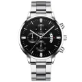 【Miga Plaza】Fashion Mens Sports Watches Luxury Men Stainless Steel Quartz Wrist Watch for Man Business Casual Leather Watch часы мужские. 