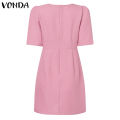 【Miga Plaza】 Womens Elegant Mini Dress Puff Short Sleeve Square Collar Party Casual Pencil Dresses Plus Size (Korean Floral). 