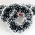 【Folio & Light】2m Decoration Ribbon Garland Tree Ornaments Hanging Xmas Wreath Dark Green With Snow Fringe Fake Vine Tinsel. 