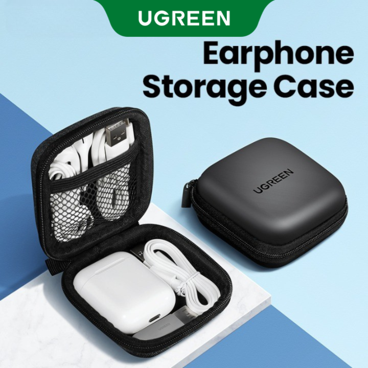 UGREEN Earphone Case Small Headphone Hard Case Carrying Bag Pouch with Mesk Pocket and Double Zipper for AirPods, in-Ear Earbuds