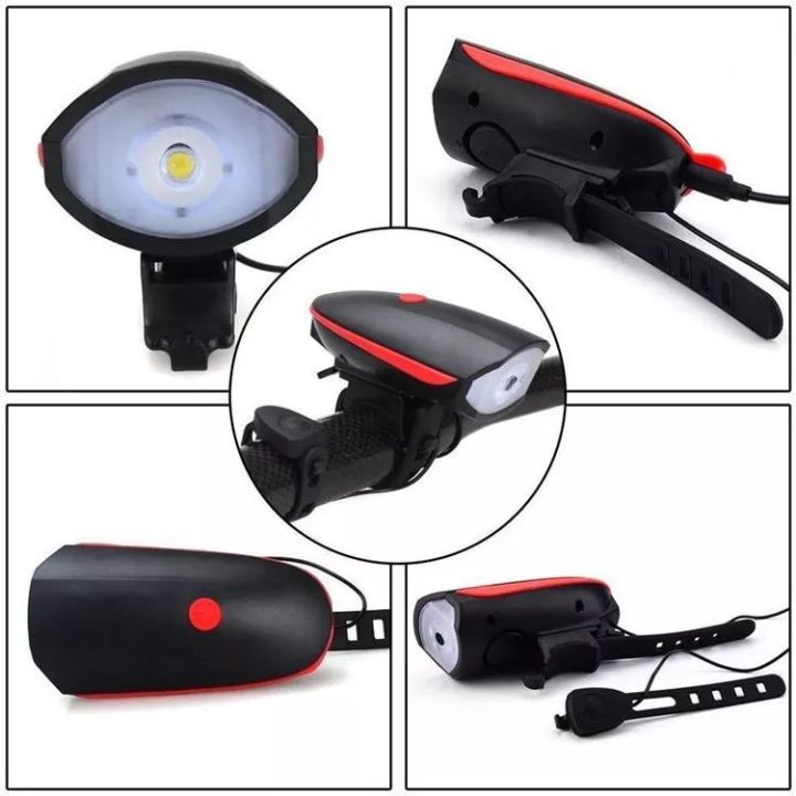 Bicycle Rechargeable Front Light With Horn Bicycle Light And Horn Bicycle Horn Bicycle Front Light Rechargeable Light Cycle Light With Horn Bicycle Horn Cycle Horn Bicycle Electronic Bell Bicycle Bell USB Light Bicycle Accessories Bicycle Parts Cycle