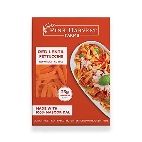 Pink Harvest Farms Red Lentil Fettuccine Pasta | No Rice - No Maida | Vegan | Gluten Free | High Protein | Keto | 200gm Pack (Pack of 1)(FROM INDIA)JEZ